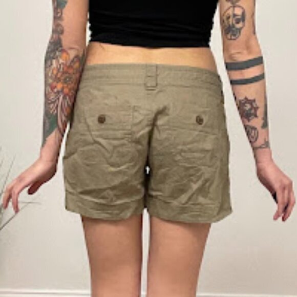 Patagonia Button Fly Linen Chino Shorts Drawstring Waist Size 6 Olive Green - Picture 10 of 12